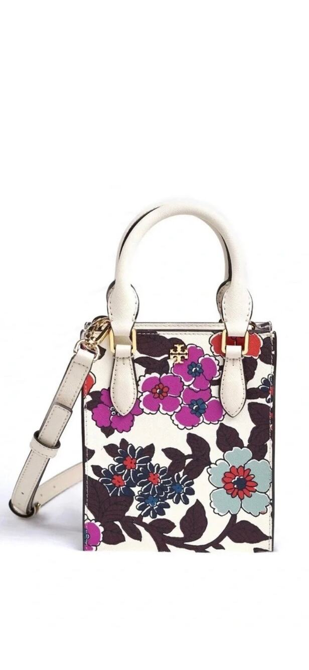 Tory Birch Emerson Mini Shopper Floral Shoulder Strap Crossbody Purse